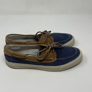 Sperry Top Sider Bahama Boat Shoes Mens 11 M Blue Brown Leather Canvas 2 Eye